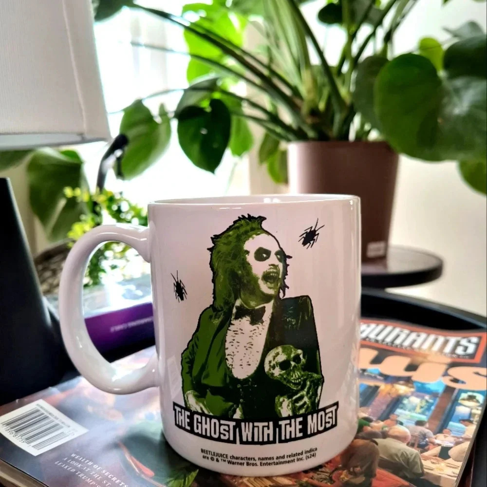Wire black green Beetlejuice ceramic mug The Ghost with the Most coffee tea gift